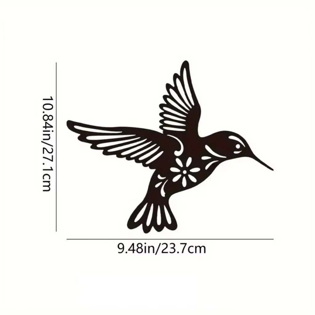 3-Piece Black Metal Hummingbird Wall Art Set