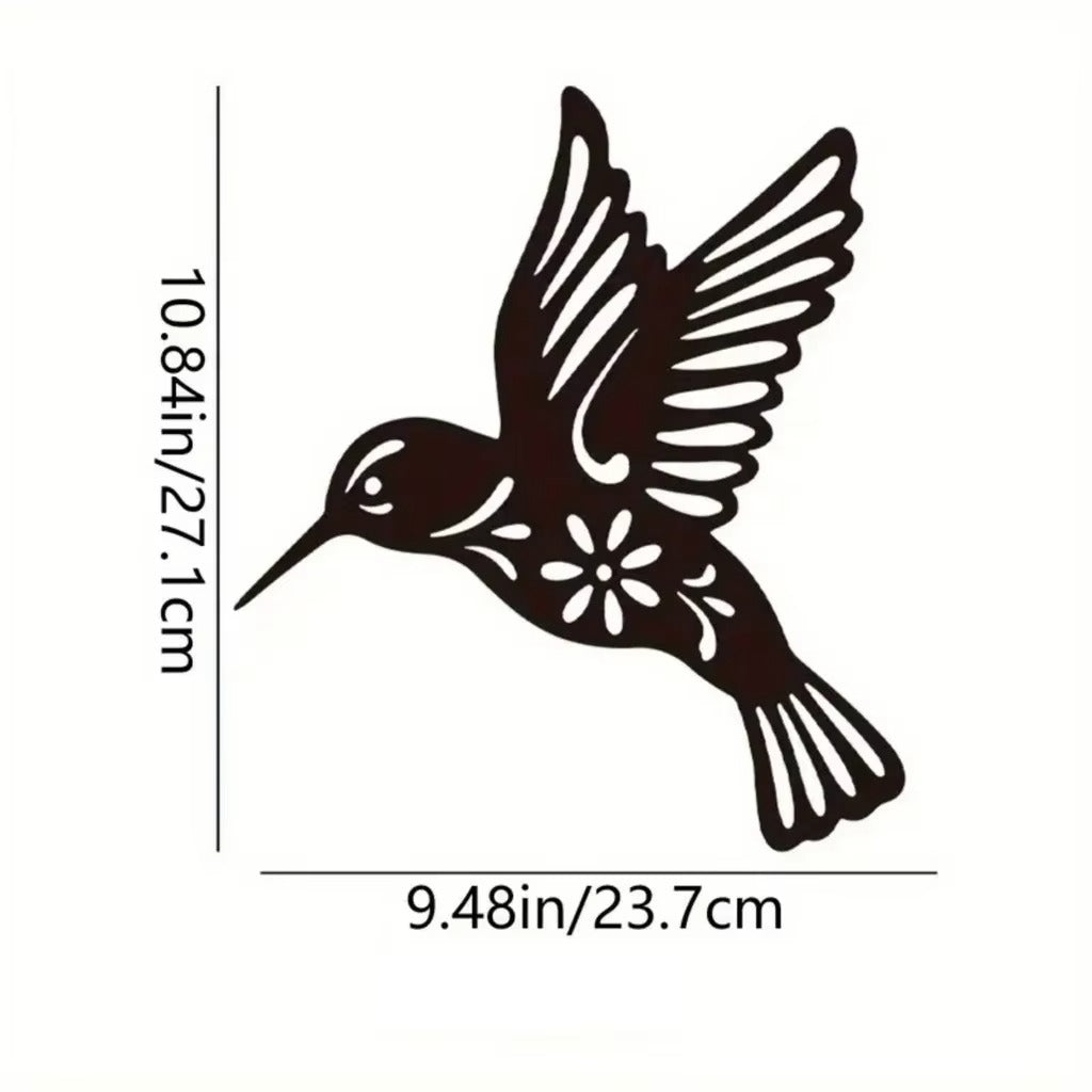 3-Piece Black Metal Hummingbird Wall Art Set