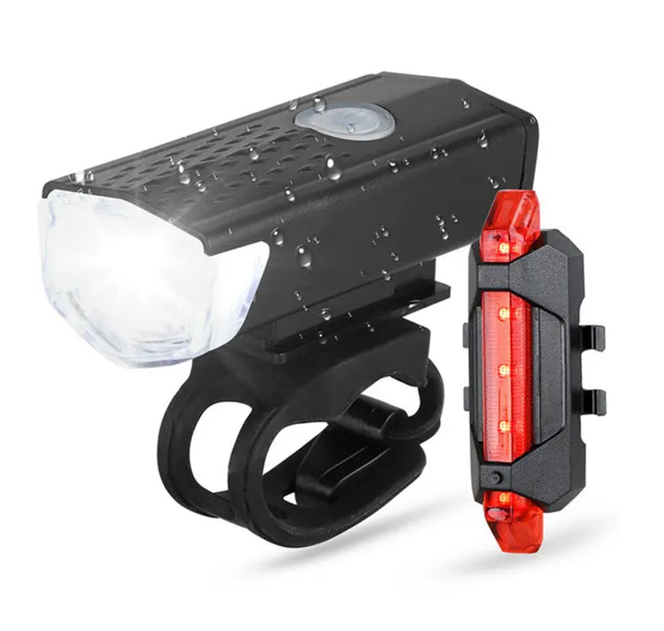 USB Rechargeable Front and Rear, Bike Light Set.
