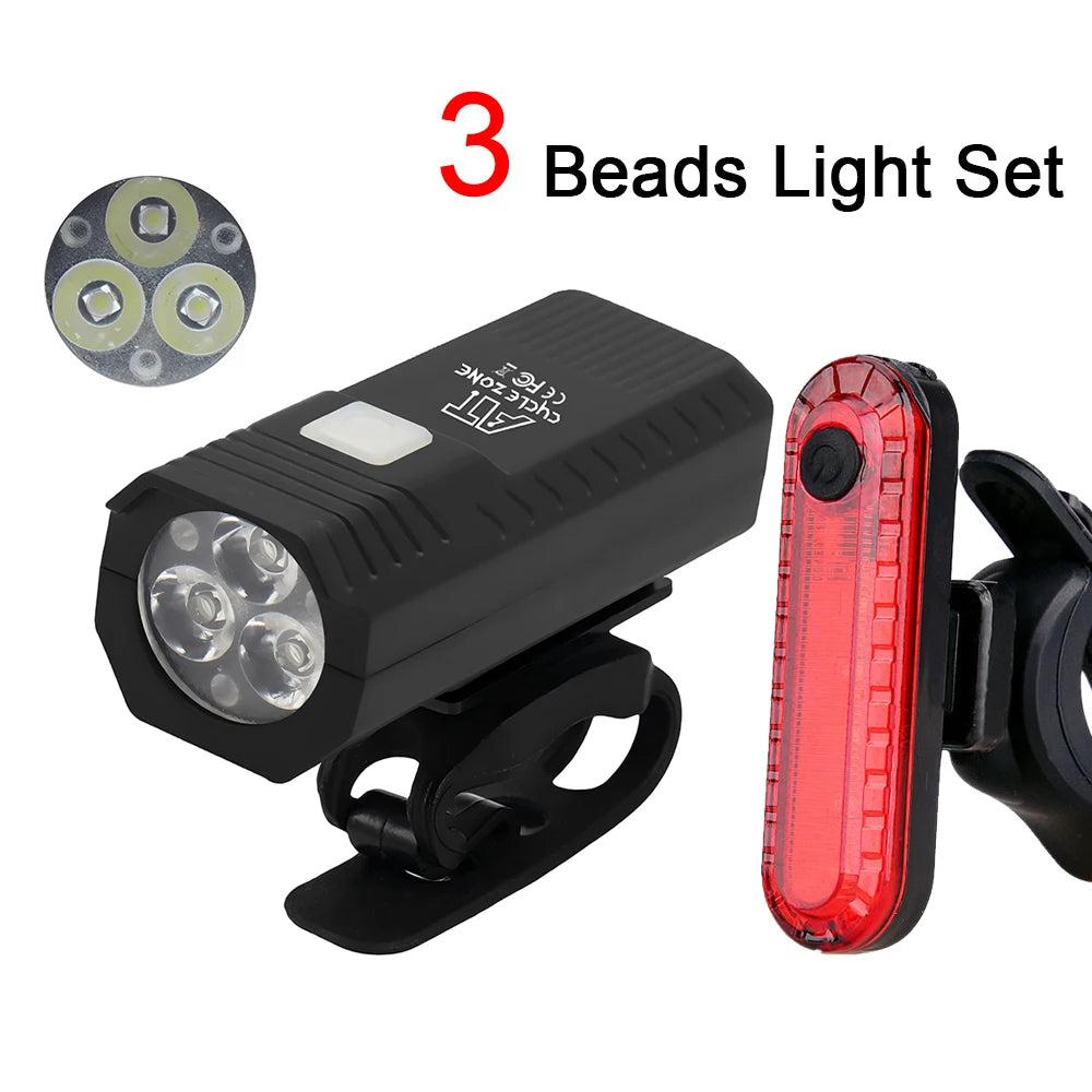 USB Rechargeable Front and Rear, Bike Light Set.