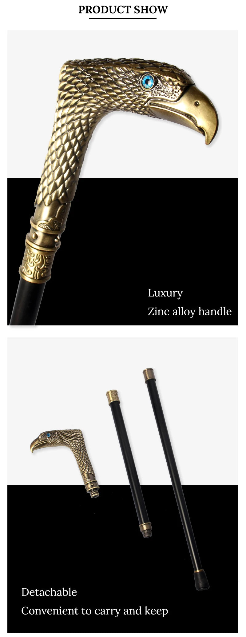 Stylish Bronze Eagle-Head Walking Stick