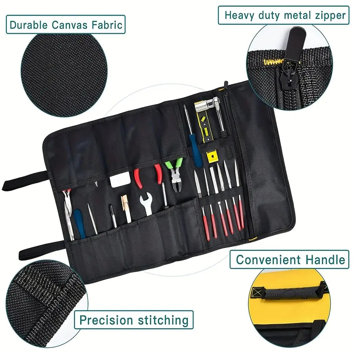 22-Pocket Waterproof Tool Roll Organizer Bag