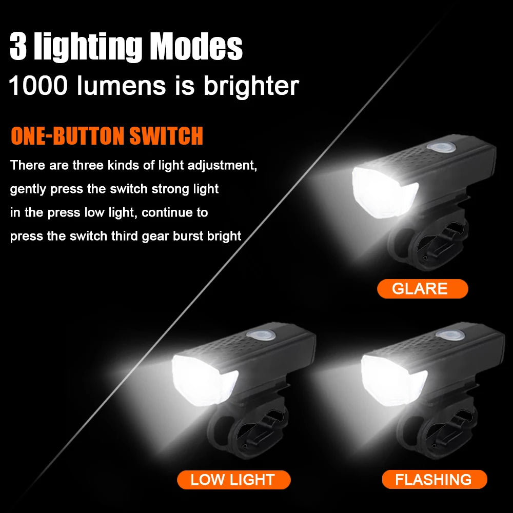 USB Rechargeable Front and Rear, Bike Light Set.