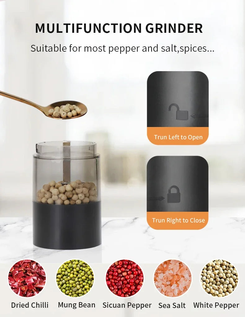 Adjustable Electric Salt & Pepper Grinder - USB Rechargeable