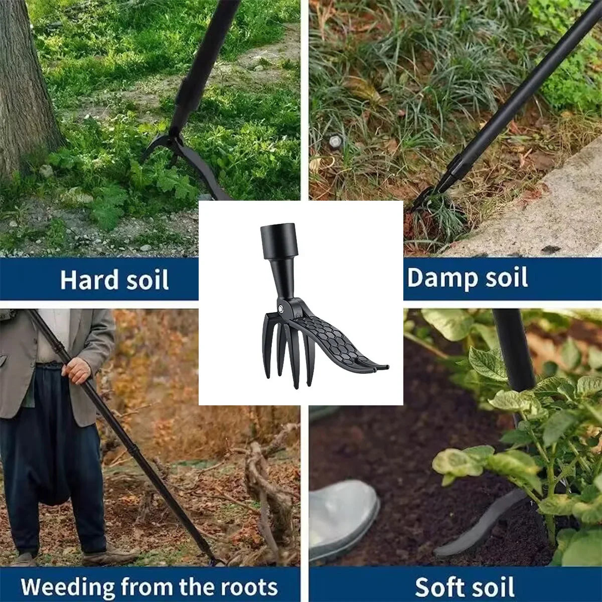 Portable Stand-Up Weed Puller Head Attachment