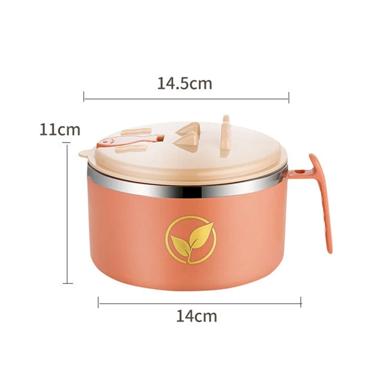 Stainless Steel Double-Layer Noodle Bowl with Lid