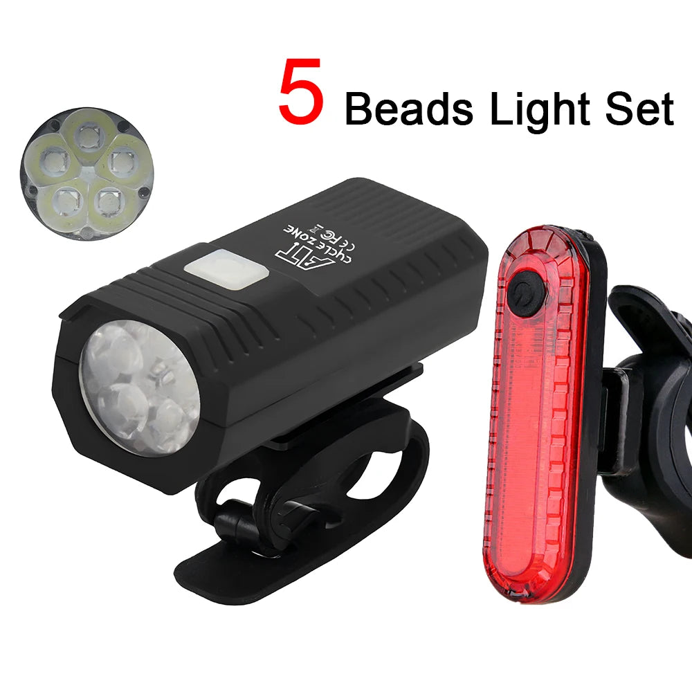 USB Rechargeable Front and Rear, Bike Light Set.