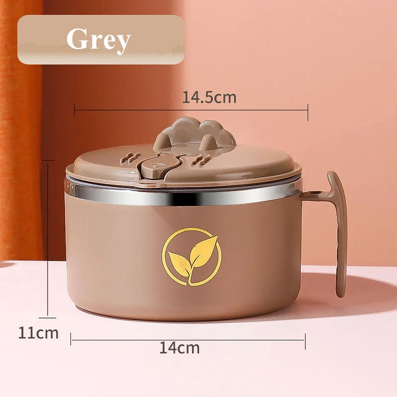 Stainless Steel Double-Layer Noodle Bowl with Lid