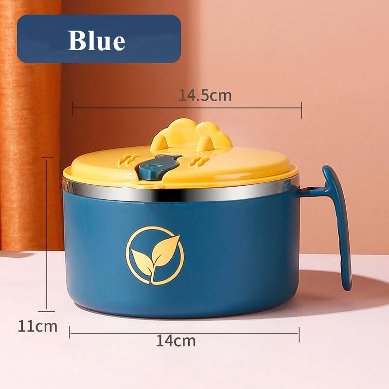 Stainless Steel Double-Layer Noodle Bowl with Lid