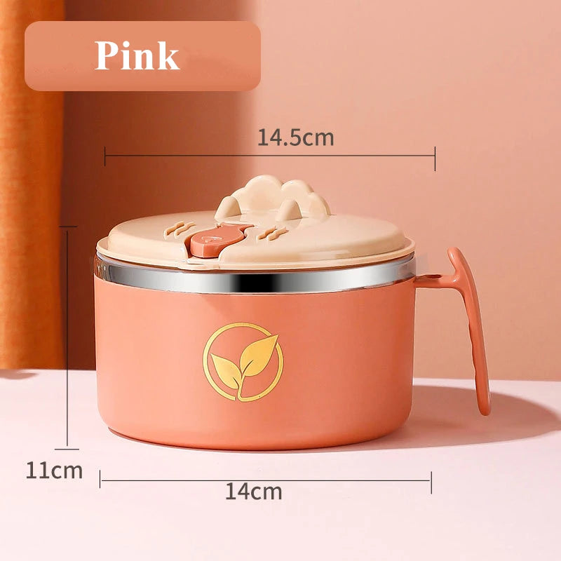 Stainless Steel Double-Layer Noodle Bowl with Lid