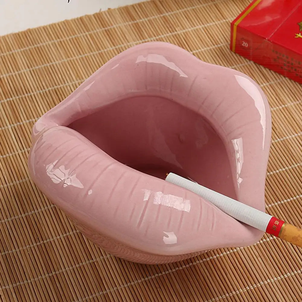Cartoon Lips Shaped Ceramic Ashtray