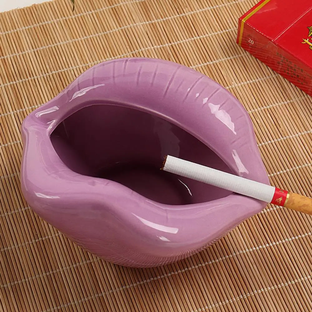 Cartoon Lips Shaped Ceramic Ashtray