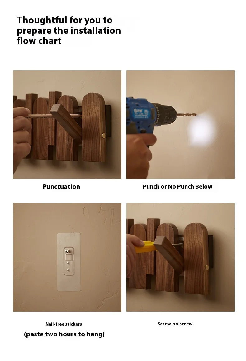 Solid Wood Piano Key Clothes/Coat/Hat Hook