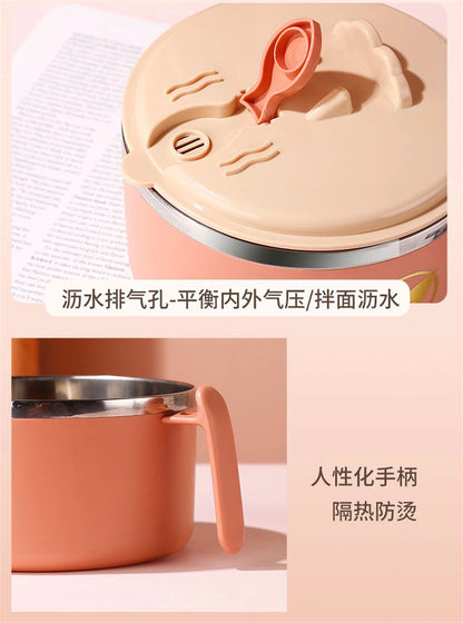 Stainless Steel Double-Layer Noodle Bowl with Lid
