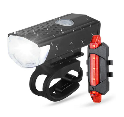 USB Rechargeable Front and Rear, Bike Light Set.