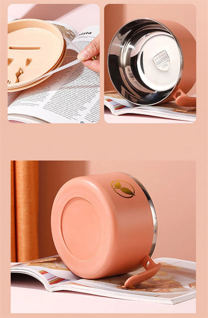 Stainless Steel Double-Layer Noodle Bowl with Lid