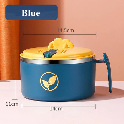 Stainless Steel Double-Layer Noodle Bowl with Lid