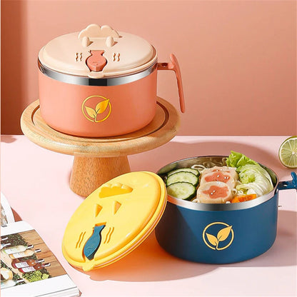 Stainless Steel Double-Layer Noodle Bowl with Lid